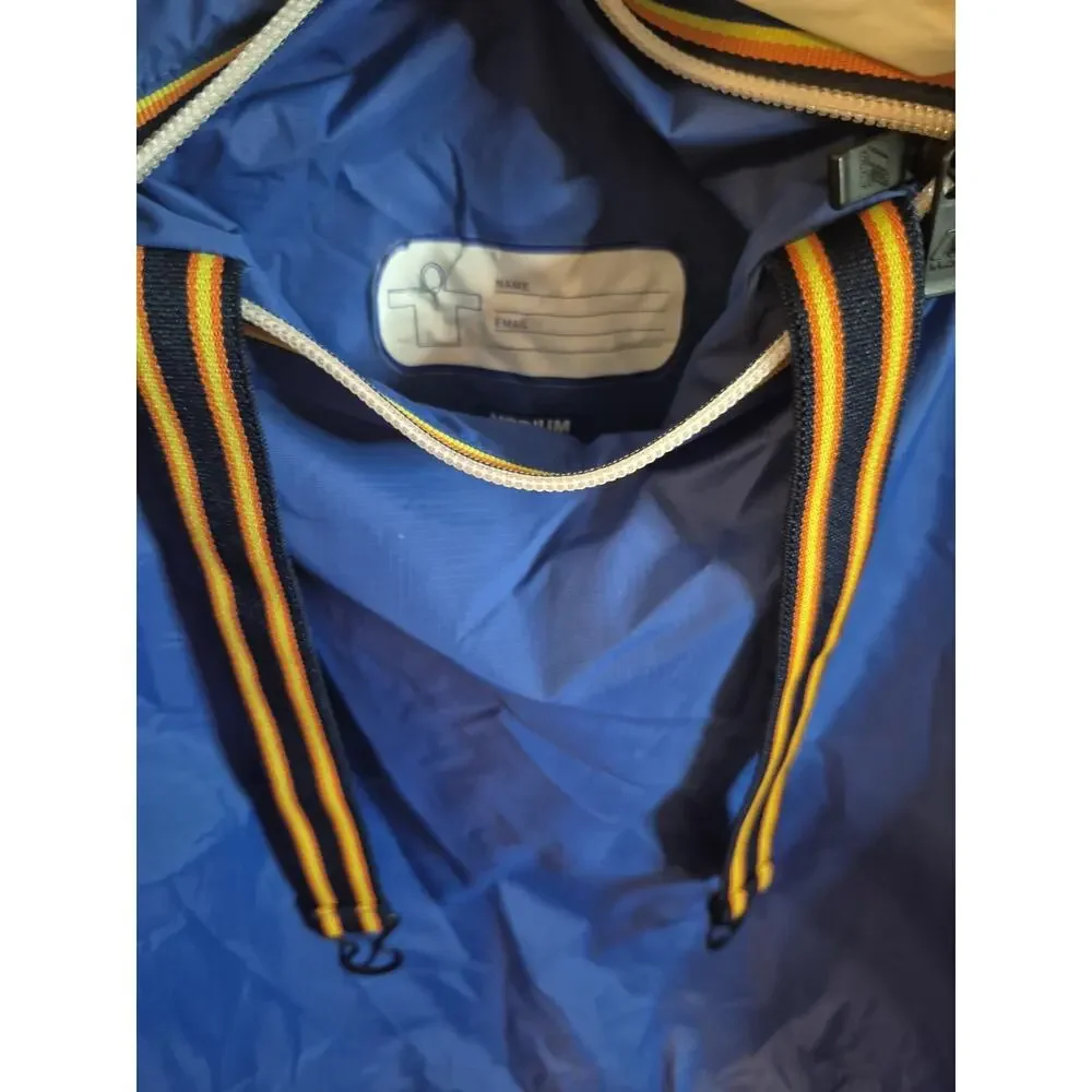 Kappa KWAY Blue White Windbreaker Jacket Medium Hoodie Italy Le Vrai Leon Banda